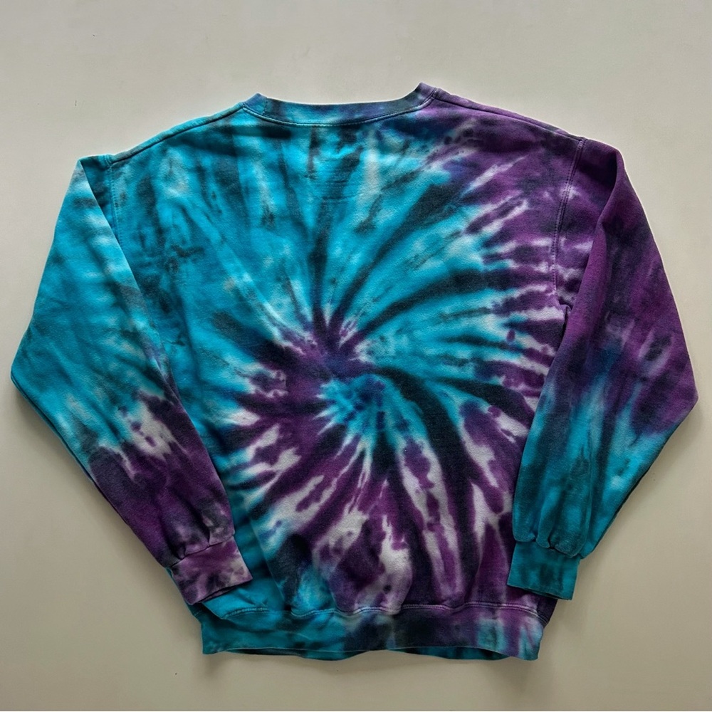 NASA Tie-Dye Crewneck Sweatshirt Teal Purple Graphic Size M/L - Picture 4 of 7